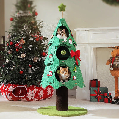 Arbre a chat de noël festif vert