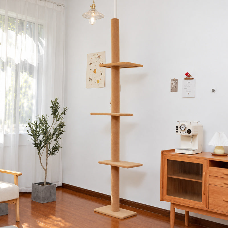 arbre a chat beige quatre plateformes