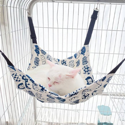 hamac pour chat bleu blanc