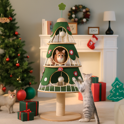 Arbre a chat de noël festif