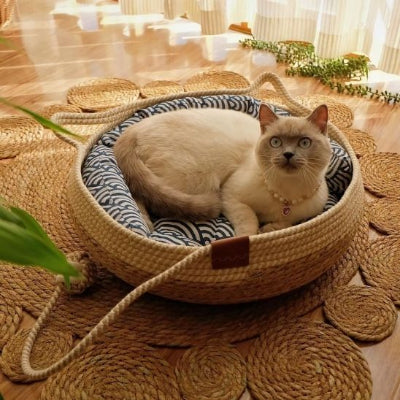 Panier pour chat décoratif luxueux osier