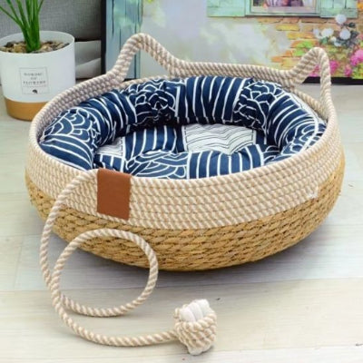 Panier pour chat osier décoratif luxueux