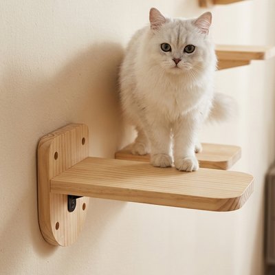 Arbre a Chat mural planche chat blanc