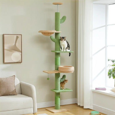 Arbre à chat vert avec deux chat