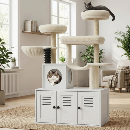 Arbre à chat blanc/gris 