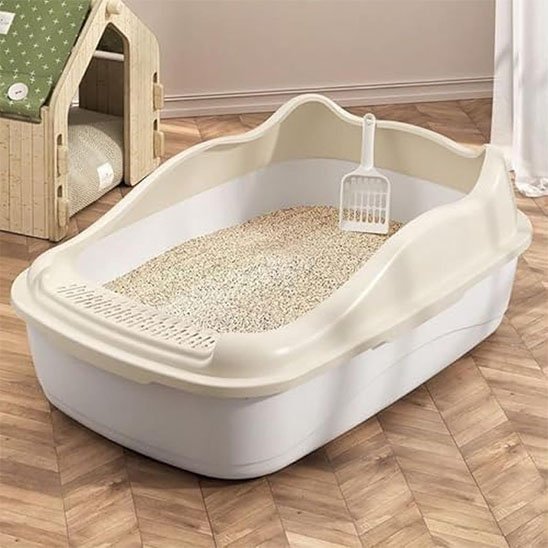 Bac à litière chat beige