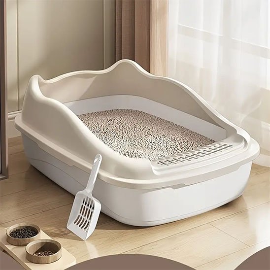 Bac à litière chat bleu