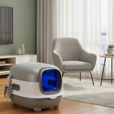 Bac à litière chat dans son environement