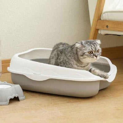 Bac à litière chat gris