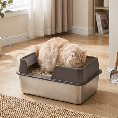 Bac à litière Chat noir et chat beige