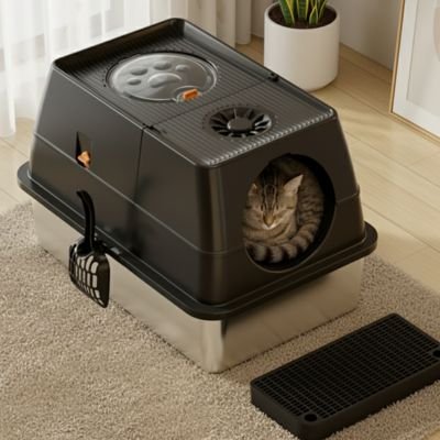 Bac à litière Chat noir