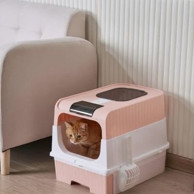 Bac à litière Chat rose