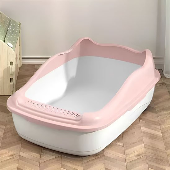 Bac à litière chat rose