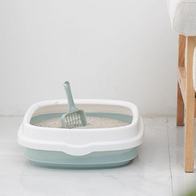 Bac à litière chat bleu avec pelle