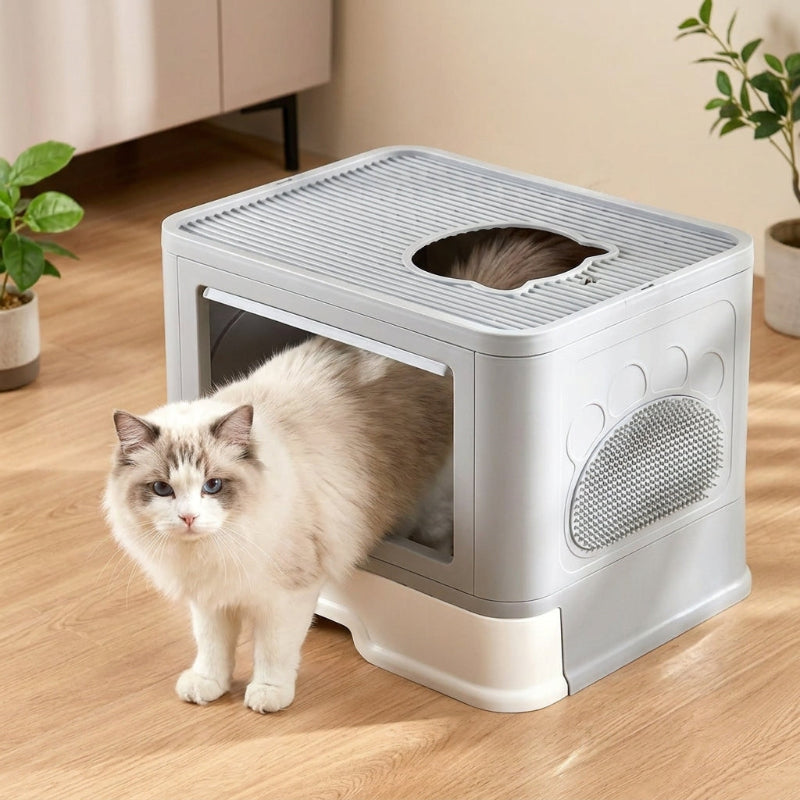 bac litiere chat avec chat sortant