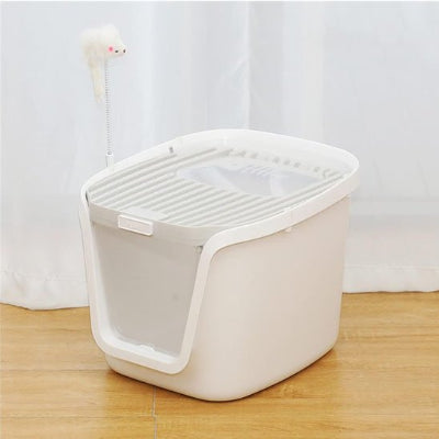 Bac à litière Chat blanc avec jouet