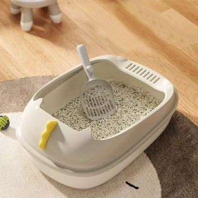 Bac à litière chat blanche avec pelle