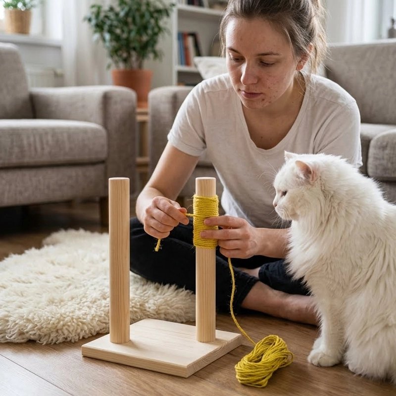 Corde arbre a chat jaune