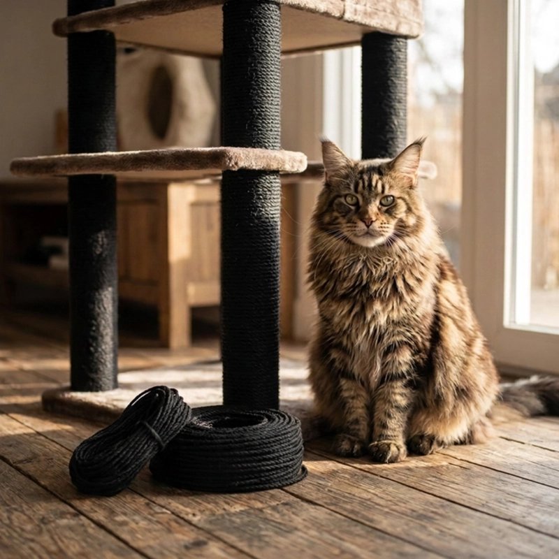 Corde arbre a chat noir et chat 