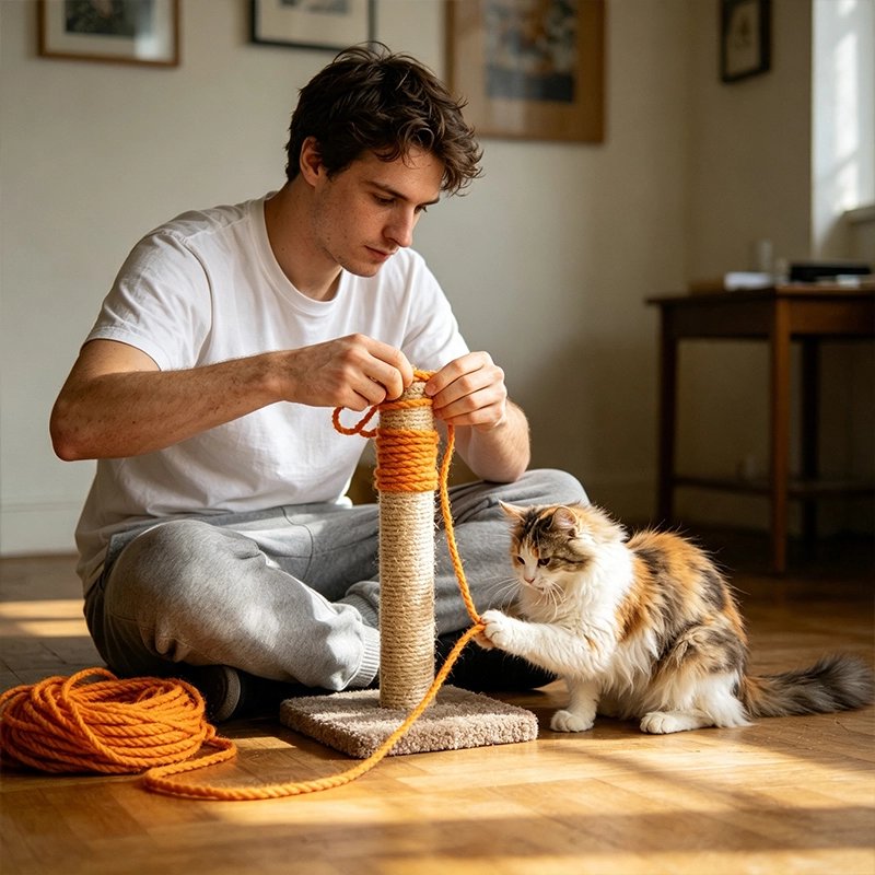 Corde arbre a chat orange