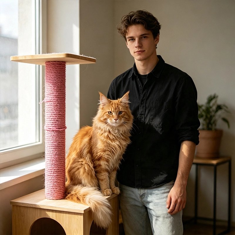 Corde arbre a chat rose