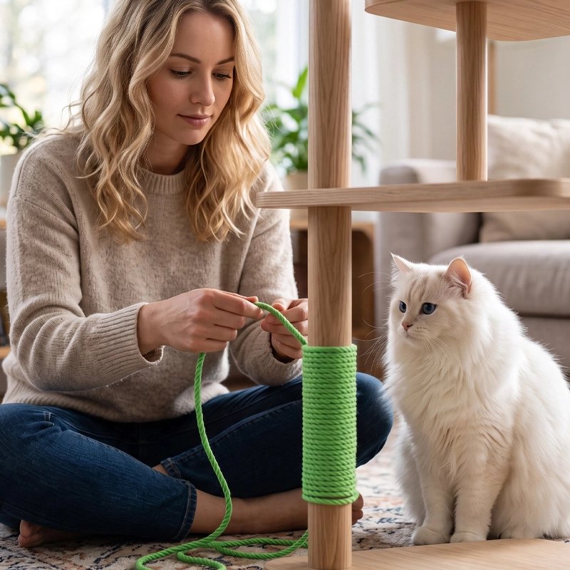 Corde arbre a chat verte