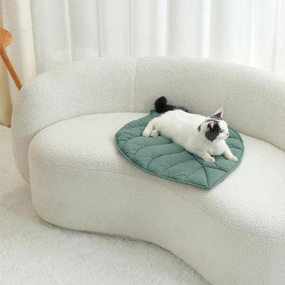coussin a chat forme feuille decorative