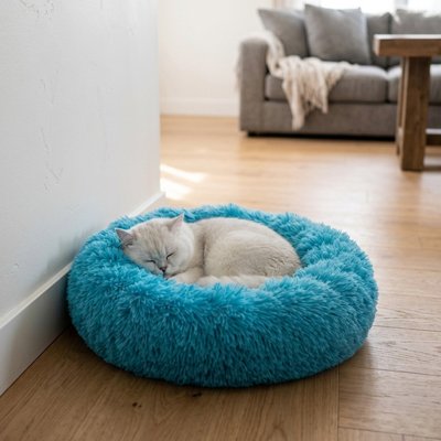 Coussin Chat bleu moelleux