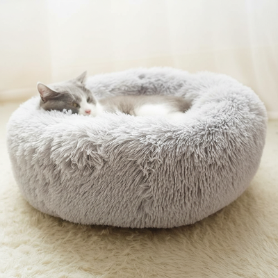 Coussin chat gris clair 