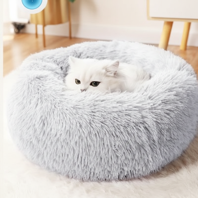 Coussin chat gris pâle