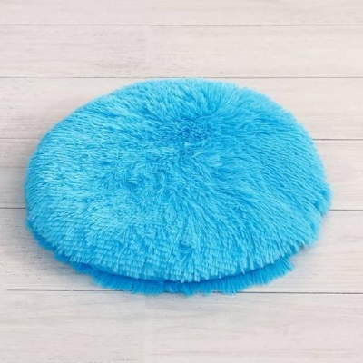 coussin chat rond bleu pale