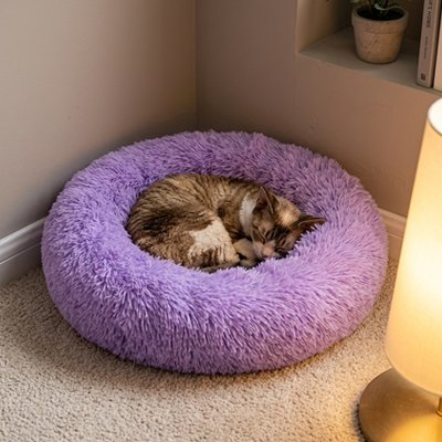 Coussin Chat violet et chat gris et blanc