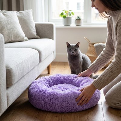 Coussin Chat violet