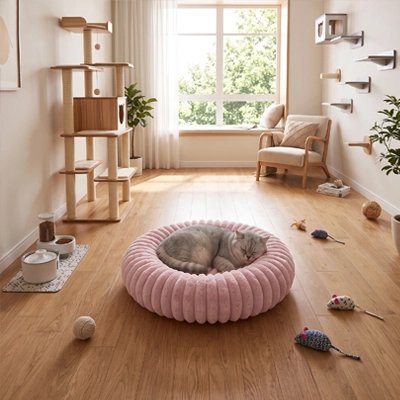 Coussin pour Chat moelleux rose