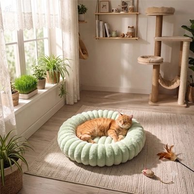 Coussin pour Chat vert chat roux