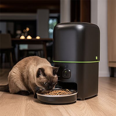 Distributeur automatique croquettes Chat brun