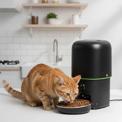 Distributeur automatique croquettes Chat roux