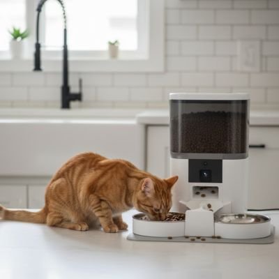 Distributeur de croquettes chat deux plateaux 