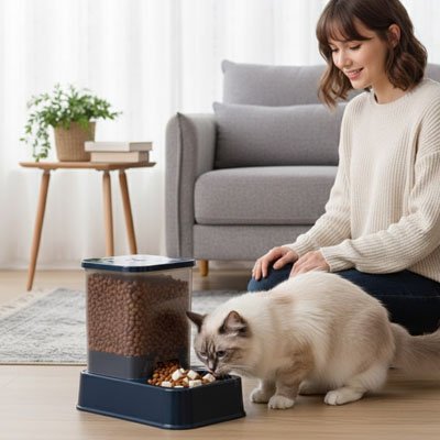 Distributeur de croquettes pour Chat avec dame