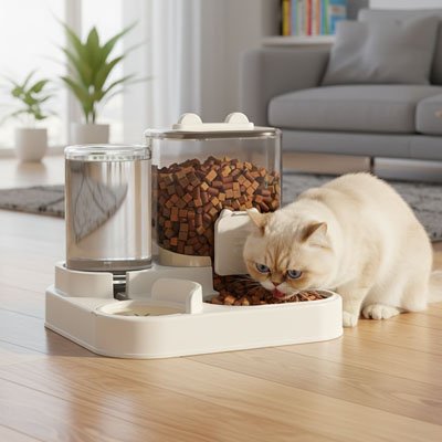 Distributeur de croquettes pour Chat blanc