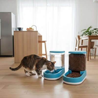 Distributeur de croquettes pour Chat bleu