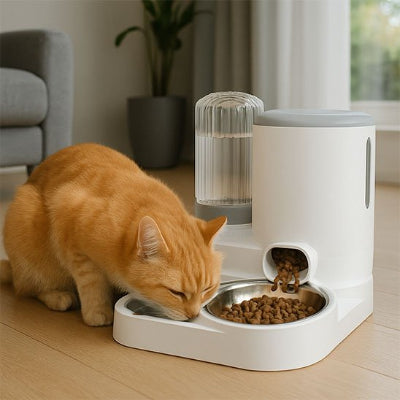 Distributeur de croquettes pour chat​ et bol d'eau