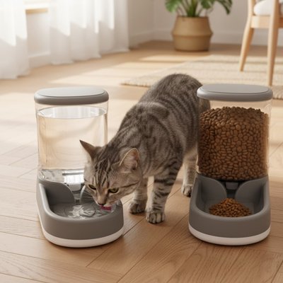Distributeur de croquettes pour Chat gris
