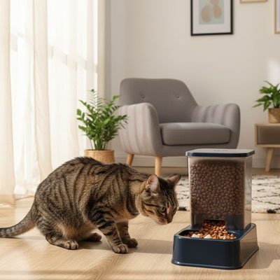 Distributeur de croquettes pour Chat gris