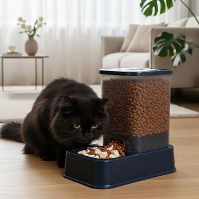 Distributeur de croquettes pour Chat noir