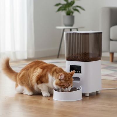 Distributeur de croquettes pour chat roux un plateau