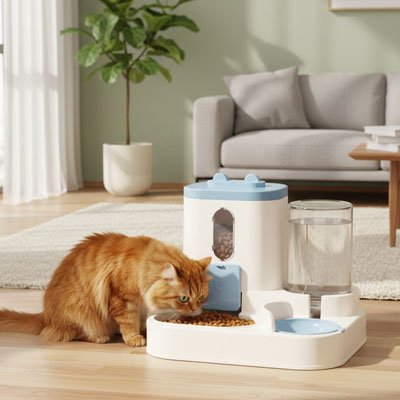 Distributeur de croquettes pour Chat roux