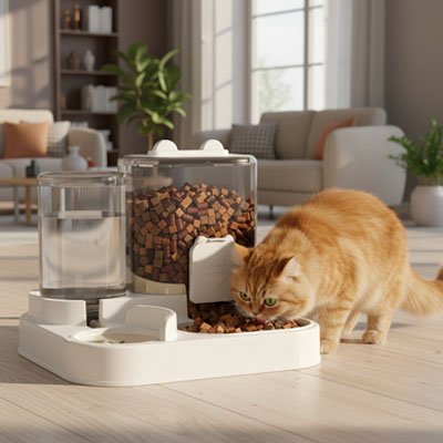 Distributeur de croquettes pour Chat roux