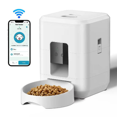 ditributeur croquette pour chat blanc wifi