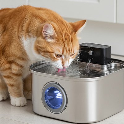 Fontaine a eau Chat que boit